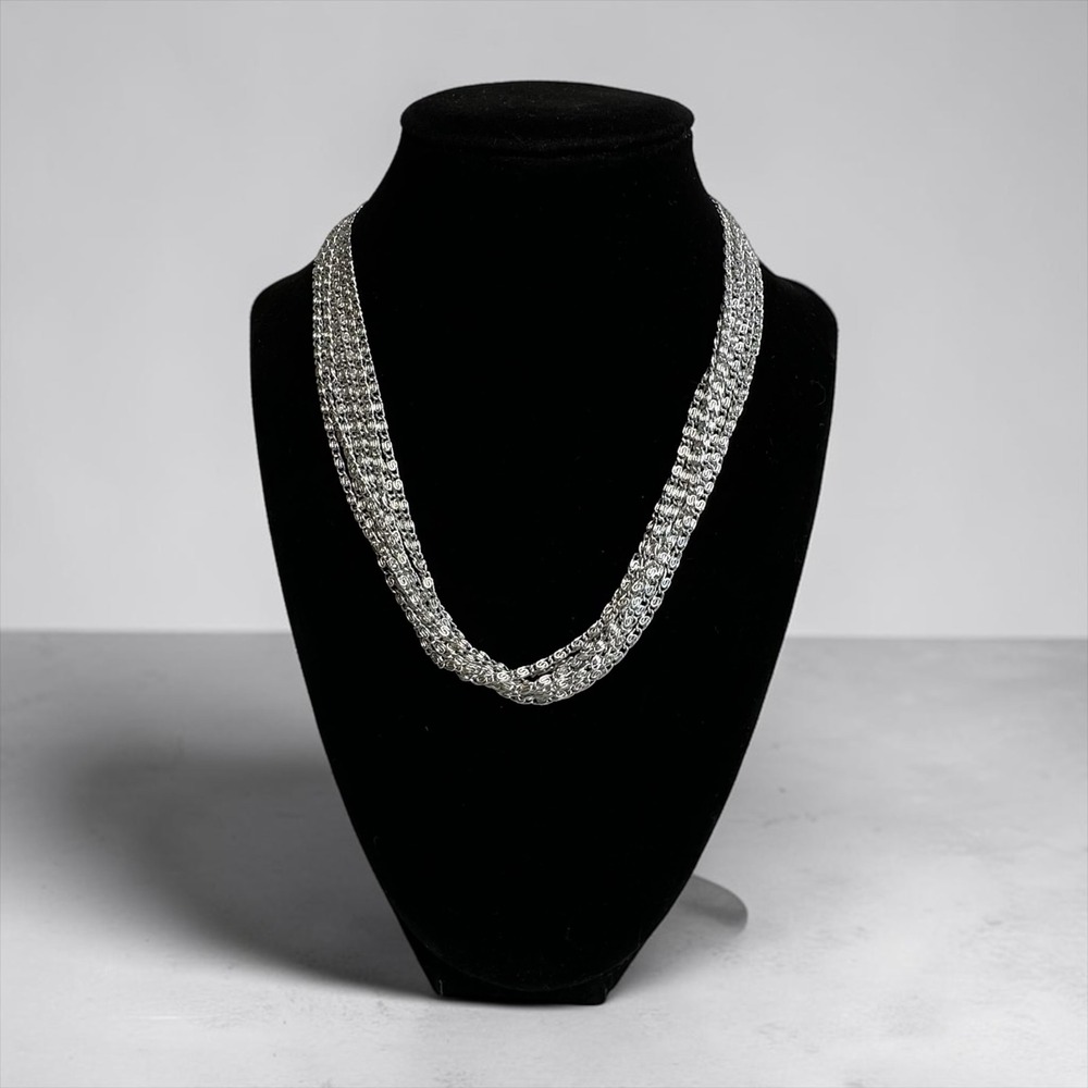 Layered Necklace Women 18" Silver Tone Multi-Strand S-Link Chain‎